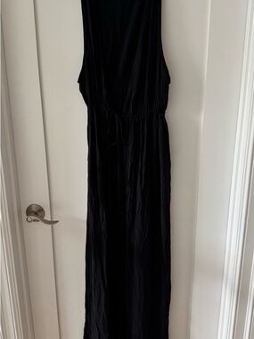 Kona Sol Black Sleeveless Maxi Coverup with Waist Tie